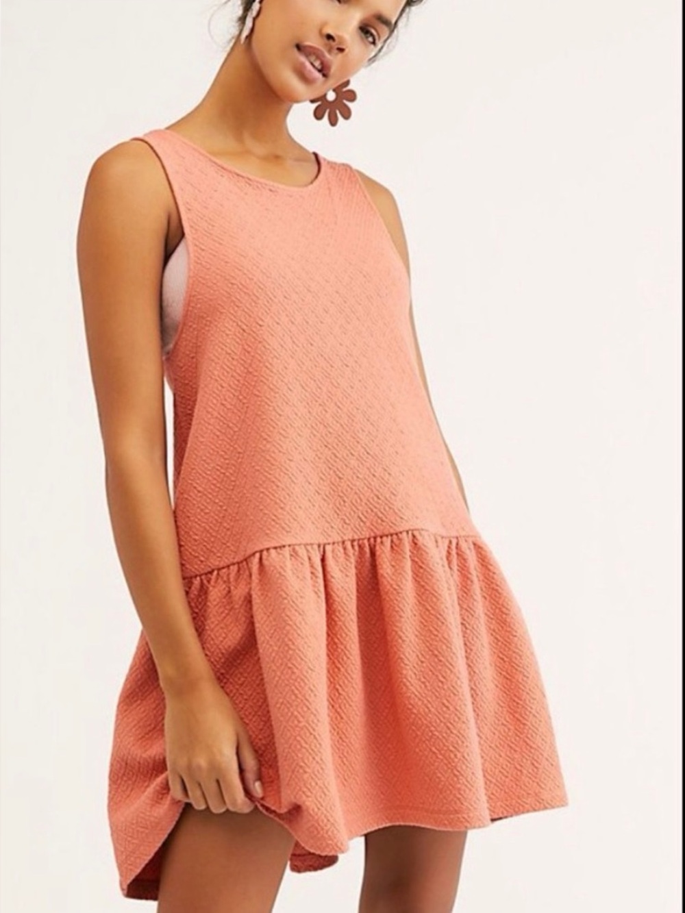Free People Easy Street Sleeveless Textured Drop-Waist Mini Dress